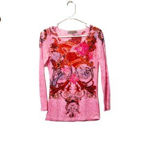 Everyday Women's Graphic Pink Long Sleeve Top Sz M